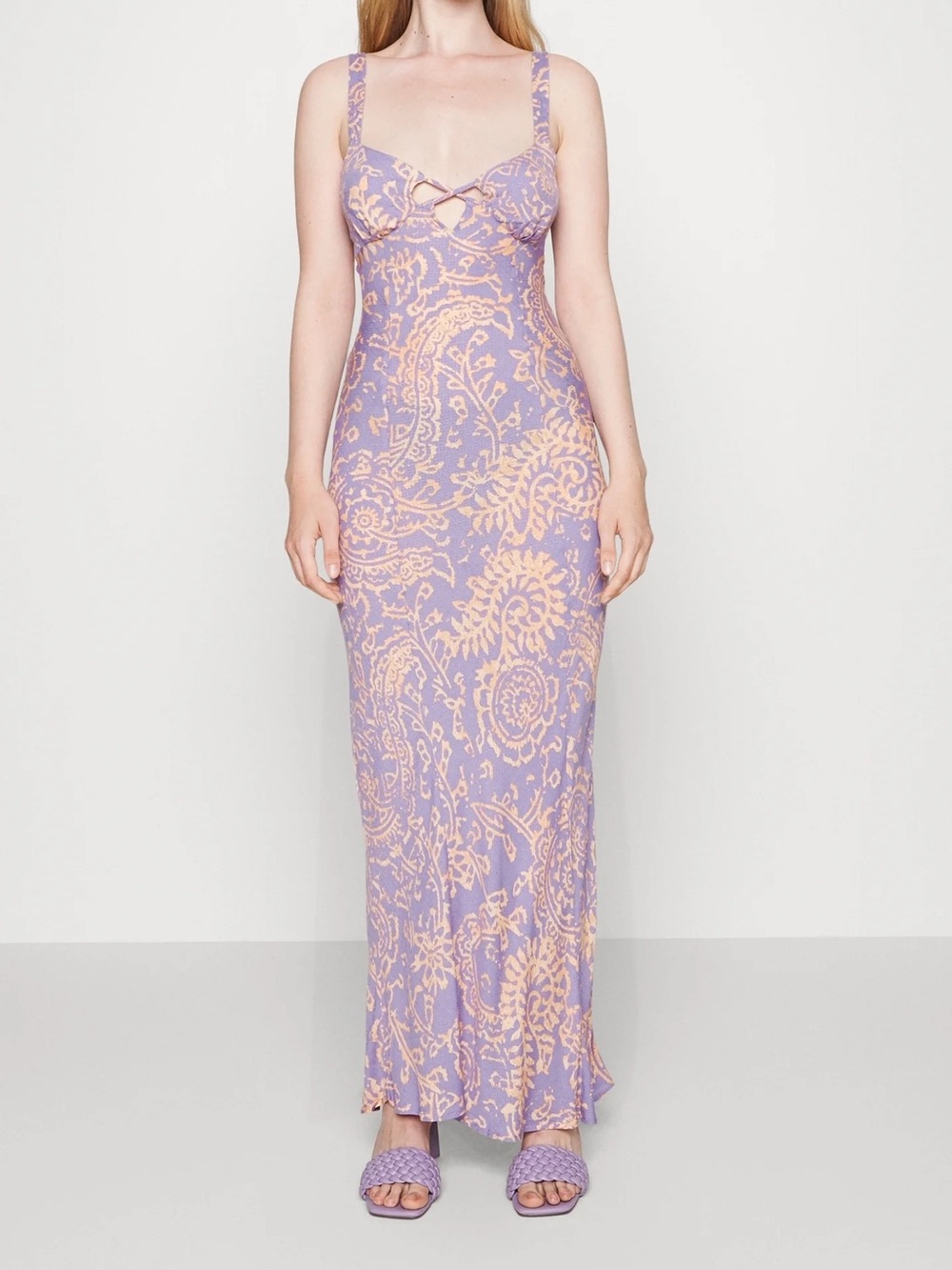 Free People Mystical Mindset Printed Maxi Slip Dress Dusty Lilac Combo / Small - Picture 2 of 10
